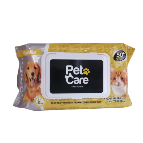 Pañitos húmedos Pet Care Vainilla 50 un