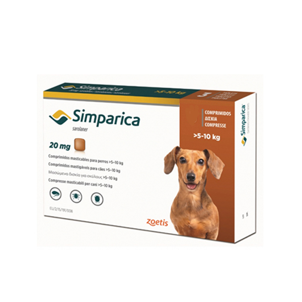 SIMPARICA 1 TABLETA 80 MG  - 5 A10 KG