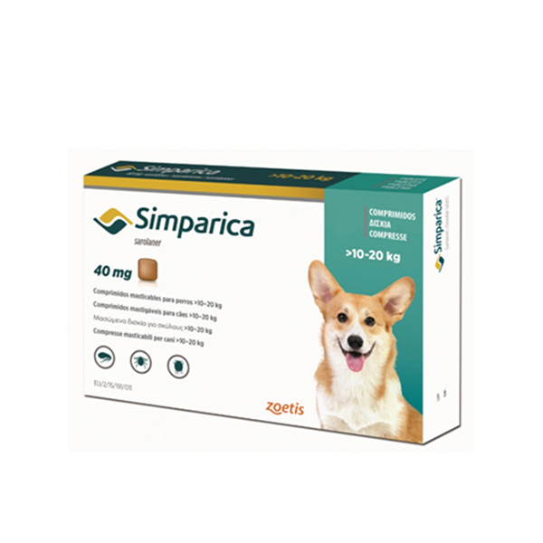 SIMPARICA 1 TABLETA 80 MG  -  10 A 20 KG