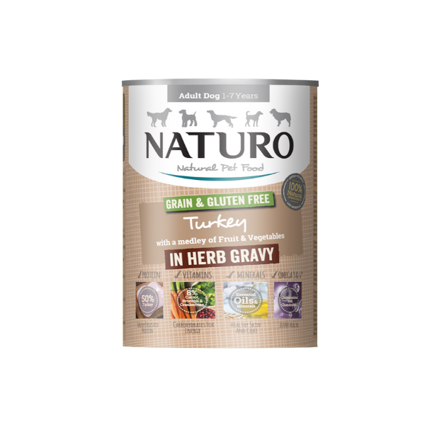 NATURO PERRO ADULTO  PAVO  FRUTAS Y VEGETALES 390 gr